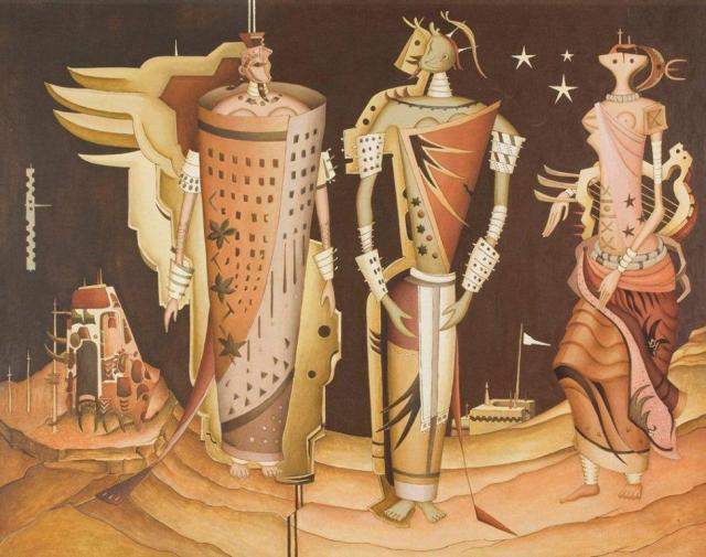 Alexis Preller. Hieratic Women 1955-57. Oil on canvas 20.8 x 151.3 cm University of the Witwatersrand Art Gallery