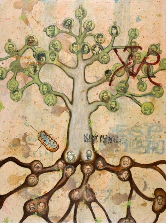 Alexis Esquivel, Árbol Genealógico (Genealogical Tree), 2008, Acrylic on canvas 195 x 145,5 cm Signed on the top edge of canvas ‘Alexis Esquivel ‘08’